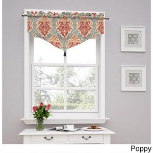 Dressed Up Damask Valance, 52"x 21", Poppy